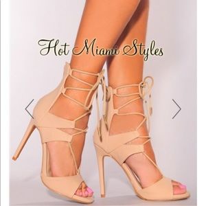 Hot Miami Styles Nude Heels - Size 10